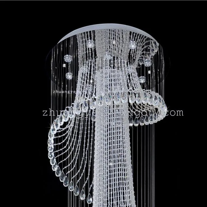 Modern Crystal Cord-Hung Chandelier — Duplex, Stairwell & Villa (Model 9905) — view 7