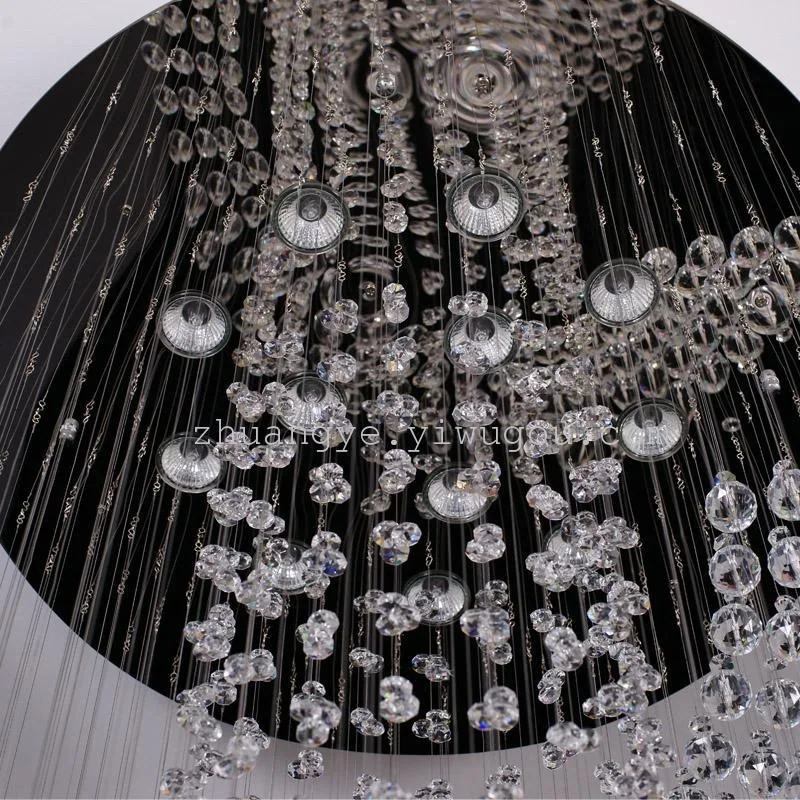 Modern Crystal Cord-Hung Chandelier — Duplex, Stairwell & Villa (Model 8807) — view 4