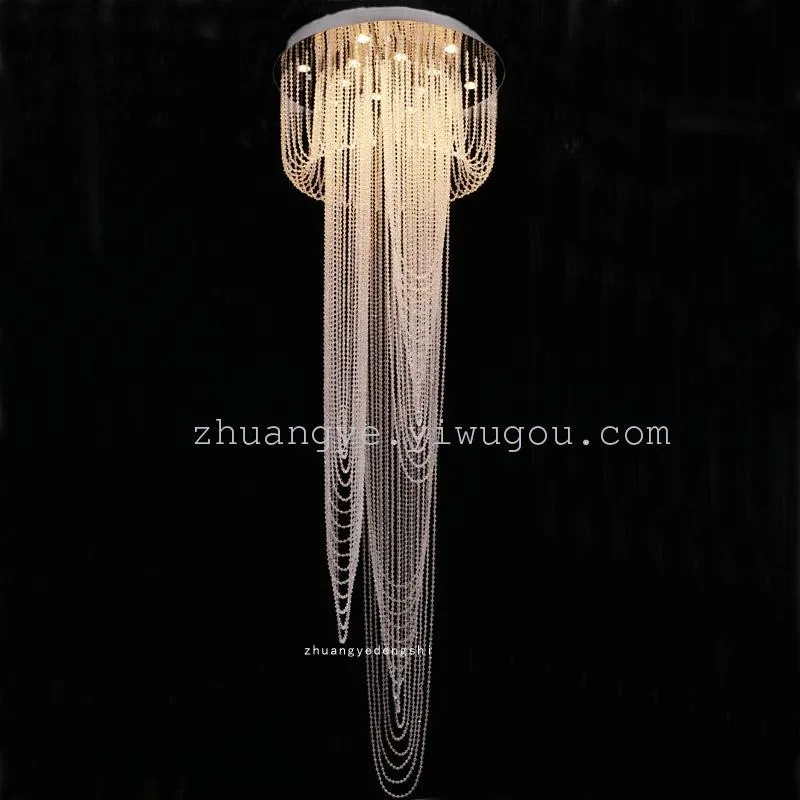 Minimalist Crystal Cord-Hung Chandelier — Duplex, Stairwell & Villa — view 4