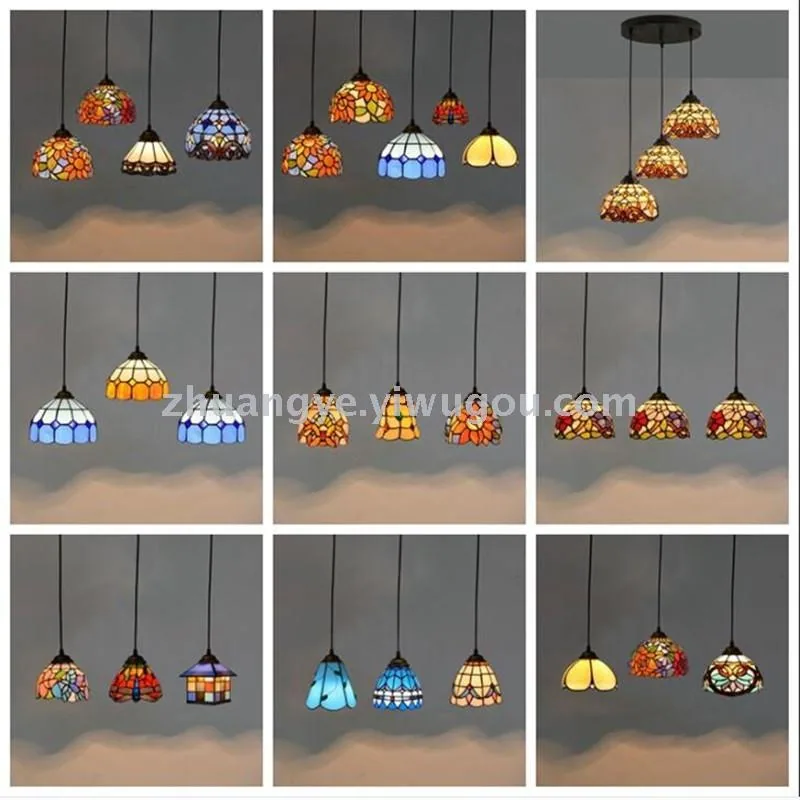 Mediterranean Glass Three-Head Chandelier — Dining Room, Walkway & Corridor — view 2