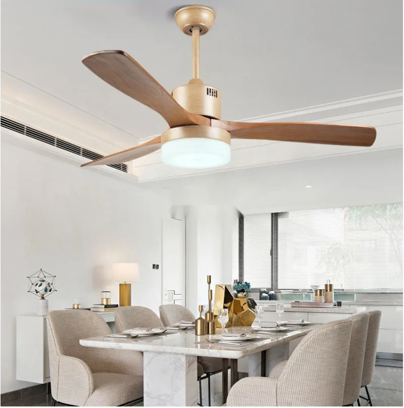 European LED Solid Wood Ceiling Fan Light — Living Room & Dining Room — view 18