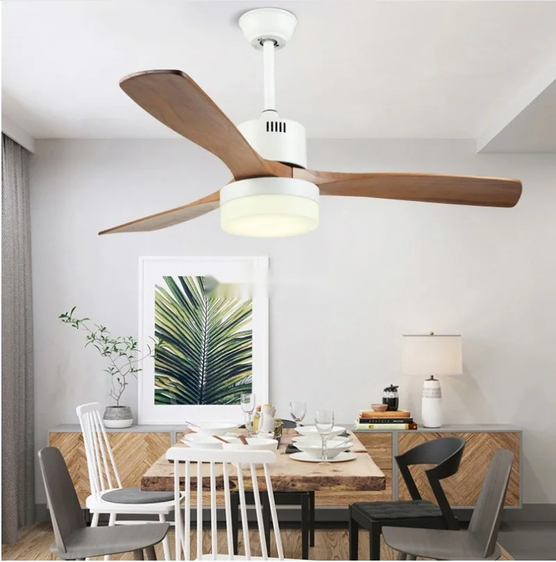 European LED Solid Wood Ceiling Fan Light — Living Room & Dining Room — view 20