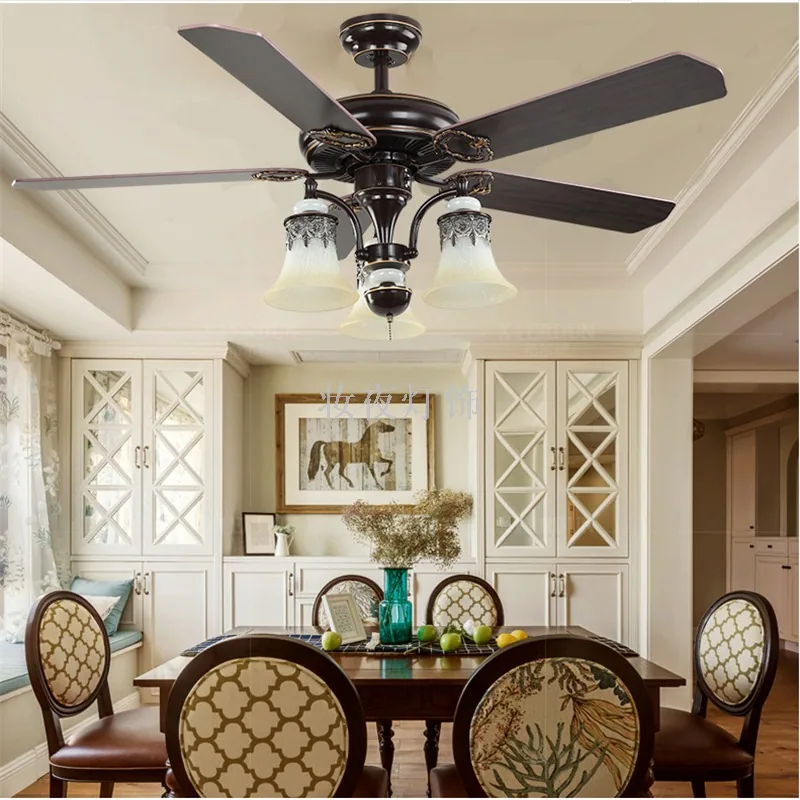 European Illuminated Ceiling Fan Light — Living Room & Dining Room — view 3