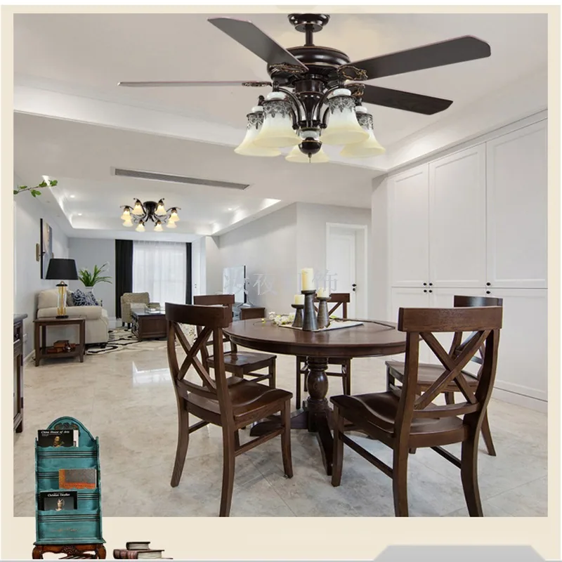 European Illuminated Ceiling Fan Light — Living Room & Dining Room — view 4