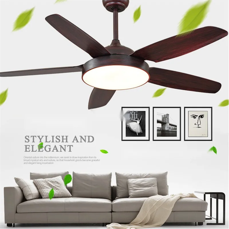 European LED Variable-Frequency Ceiling Fan Light — Living Room & Dining Room — view 1