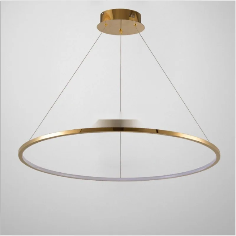 Modern Stainless Steel Ring Chandelier — Duplex, Stairwell & Villa — view 7
