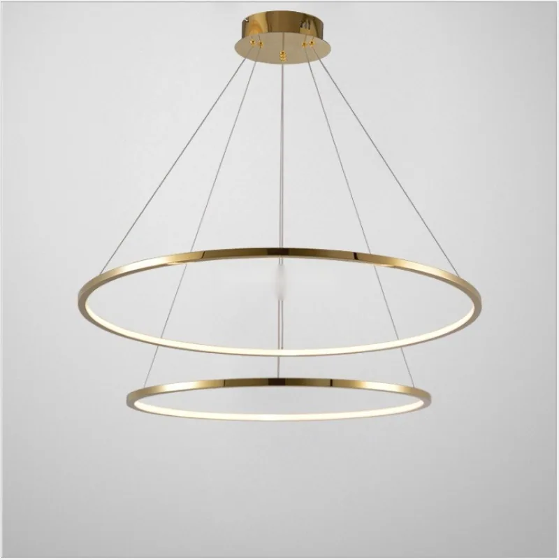 Modern Stainless Steel Ring Chandelier — Duplex, Stairwell & Villa — view 8
