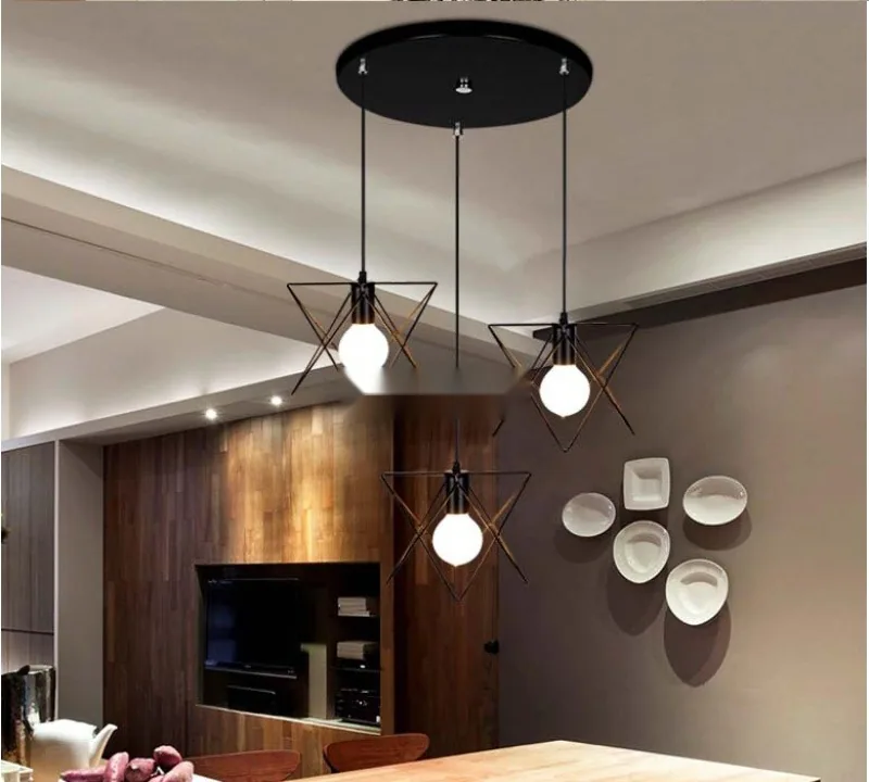 Minimalist Ironwork Geometric Chandelier — Dining Room, Bar Counter & Café — view 10