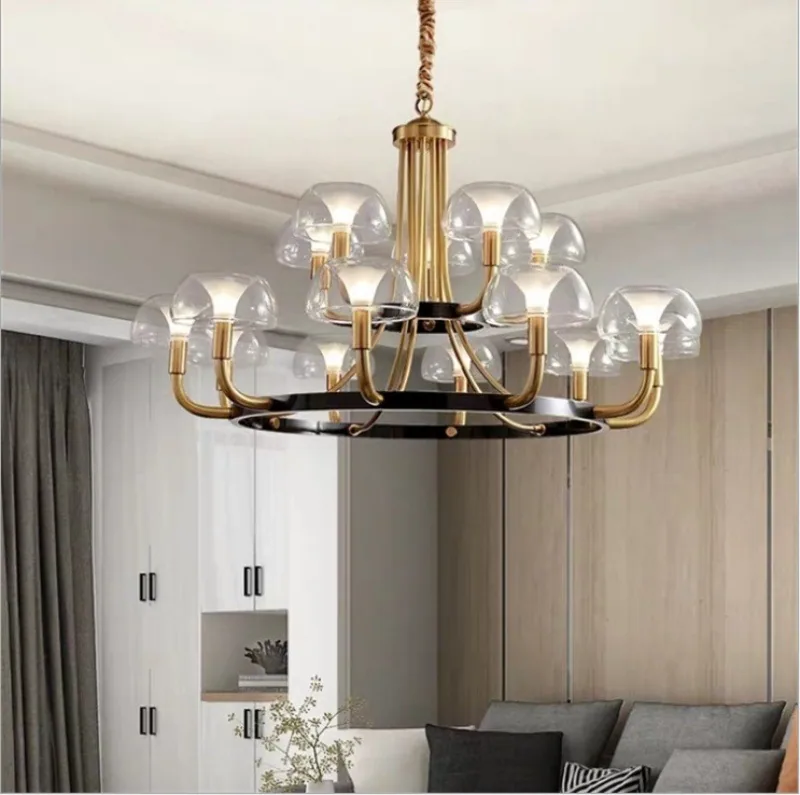 Modern Minimalist Solid Brass Chandelier — Living Room, Bedroom & Dining Room — view 7