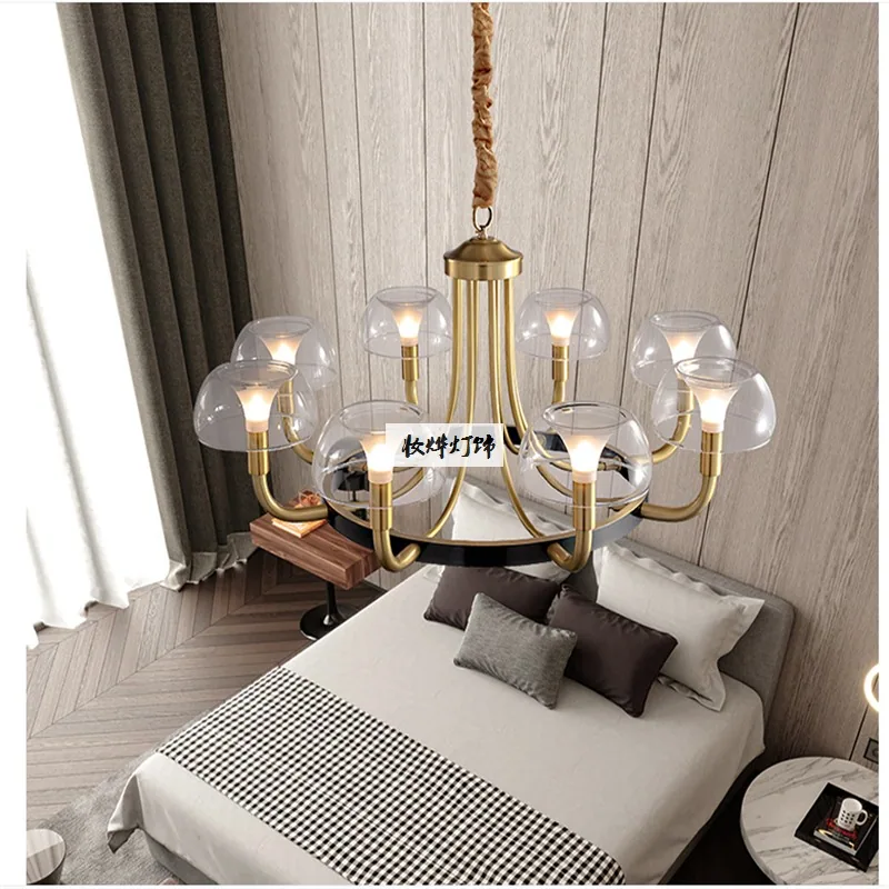 Modern Minimalist Solid Brass Chandelier — Living Room, Bedroom & Dining Room — view 3