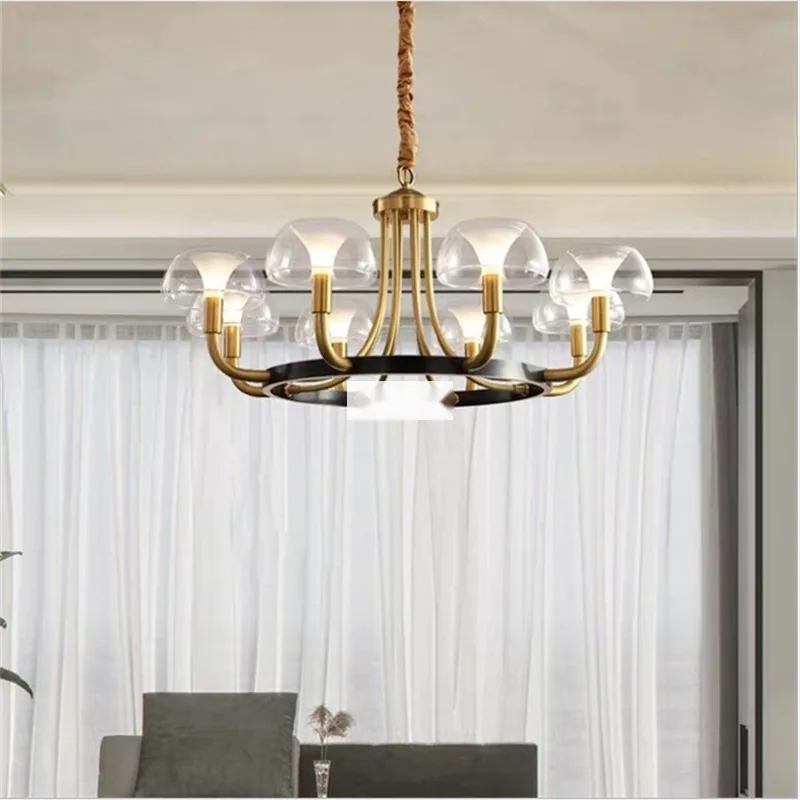 Modern Minimalist Solid Brass Chandelier — Living Room, Bedroom & Dining Room — view 4