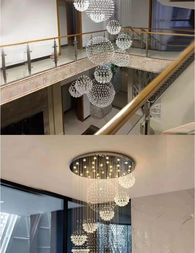Modern Crystal Round Chandelier — Duplex, Stairwell & Villa — view 7