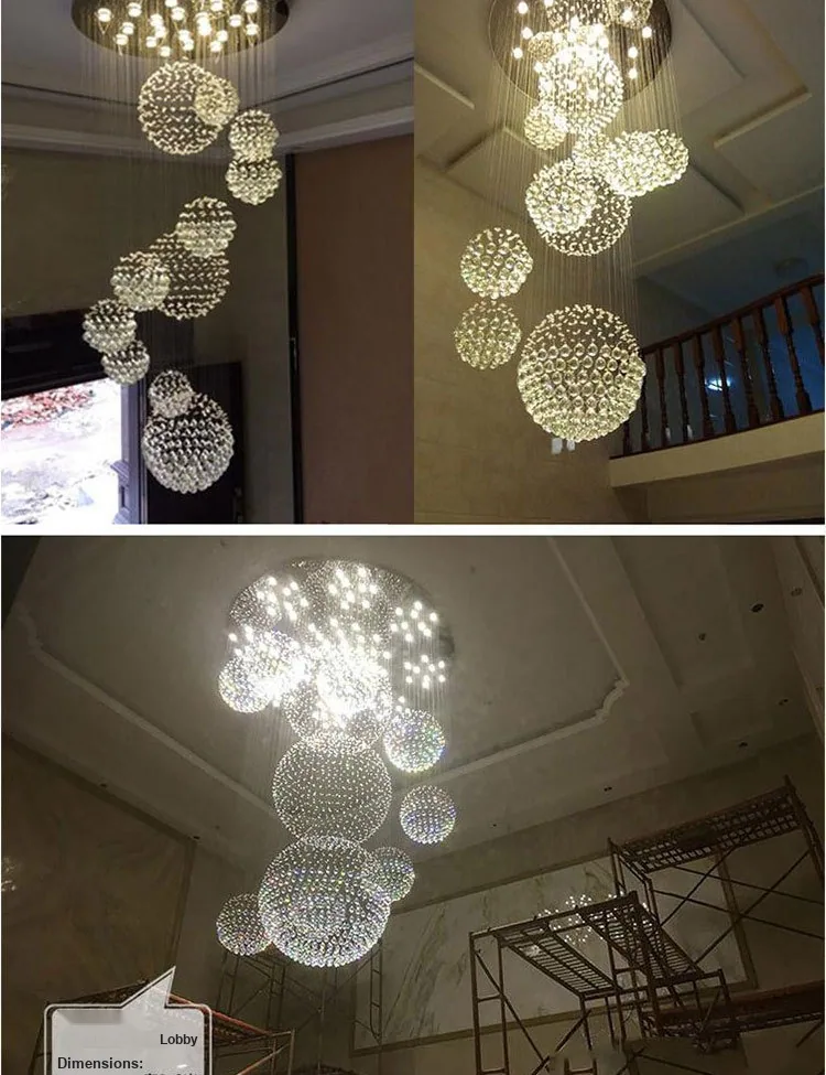 Modern Crystal Round Chandelier — Duplex, Stairwell & Villa — view 13