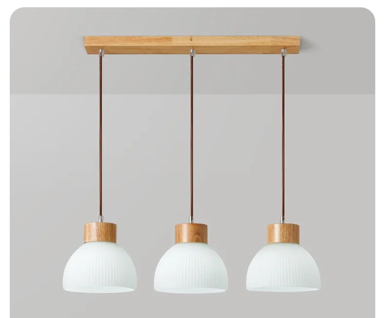 Nordic Solid Wood Three-Head Chandelier — Dining Room & Bar Counter — view 12