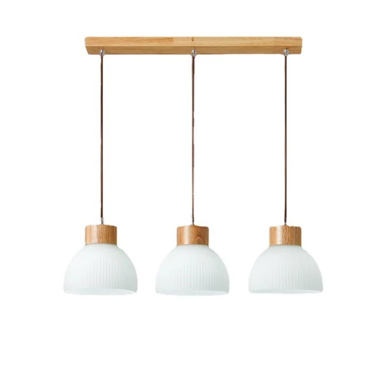 Nordic Solid Wood Three-Head Chandelier — Dining Room & Bar Counter — view 5
