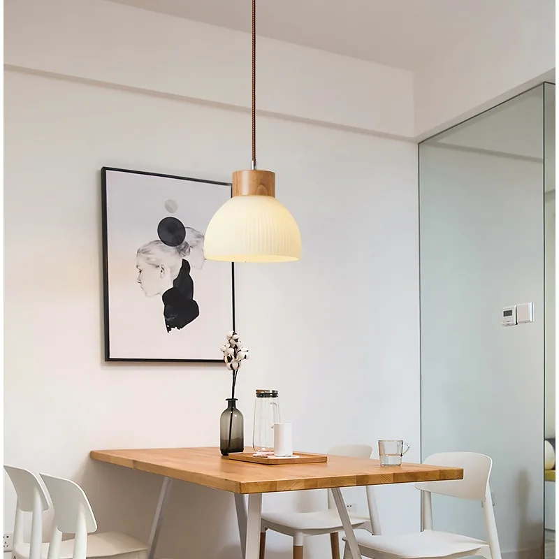 Nordic Solid Wood Three-Head Chandelier — Dining Room & Bar Counter — view 6