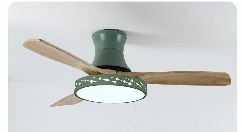 Minimalist Solid Wood Illuminated Ceiling Fan Light — Living Room & Dining Room — view 6