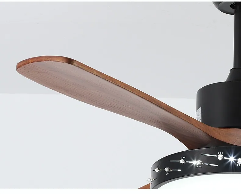 Minimalist Solid Wood Illuminated Ceiling Fan Light — Living Room & Dining Room — view 7