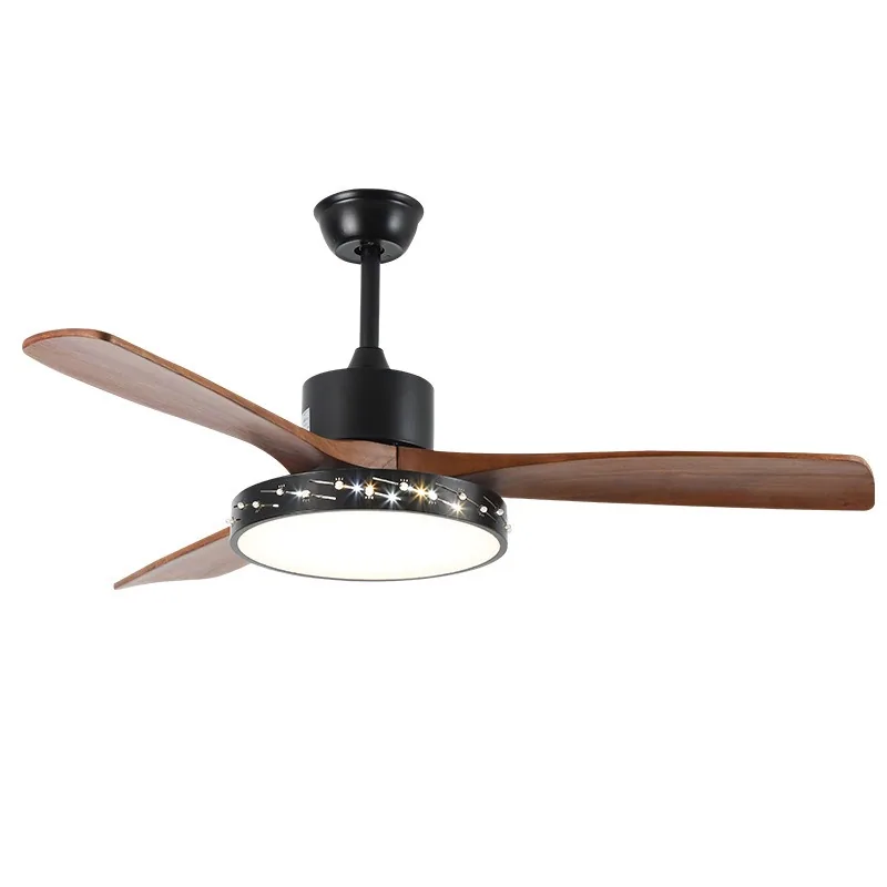 Minimalist Solid Wood Illuminated Ceiling Fan Light — Living Room & Dining Room — view 2