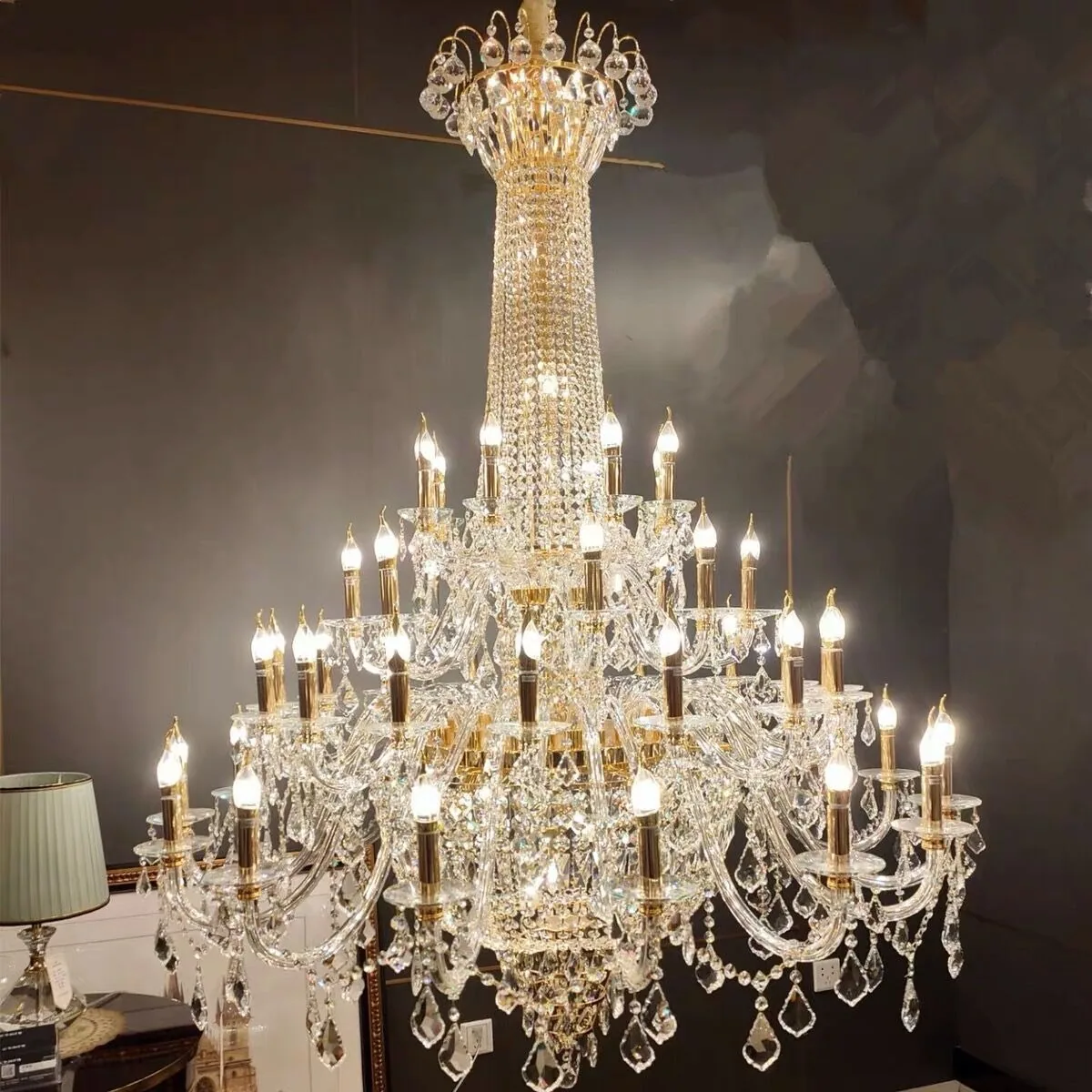 Modern Minimalist Crystal Chandelier — Villa, Hotel & Living Room — view 2