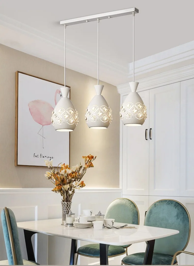Modern Minimalist Crystal Round Chandelier — Dining Room — view 11