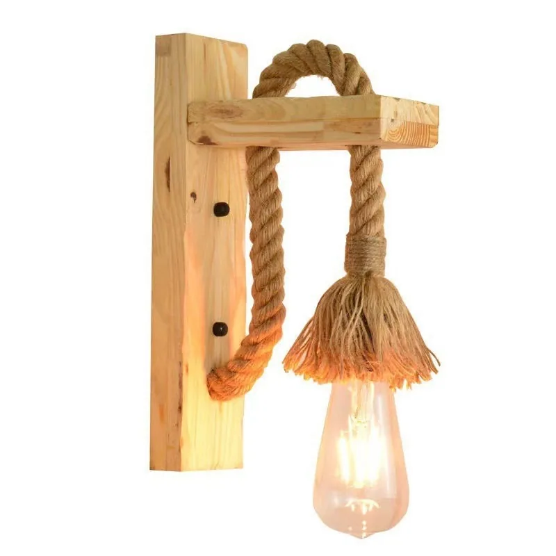 Industrial Solid Wood Single-Head Wall Lamp — Living Room & Dining Room — view 1