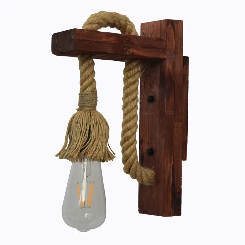 Industrial Solid Wood Single-Head Wall Lamp — Living Room & Dining Room — view 2