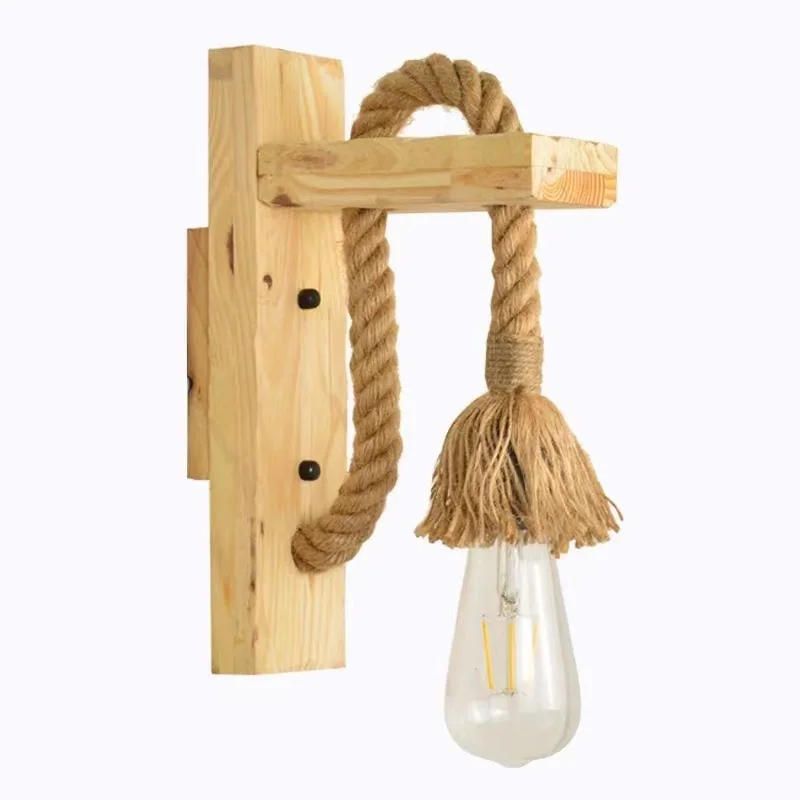Industrial Solid Wood Single-Head Wall Lamp — Living Room & Dining Room — view 3