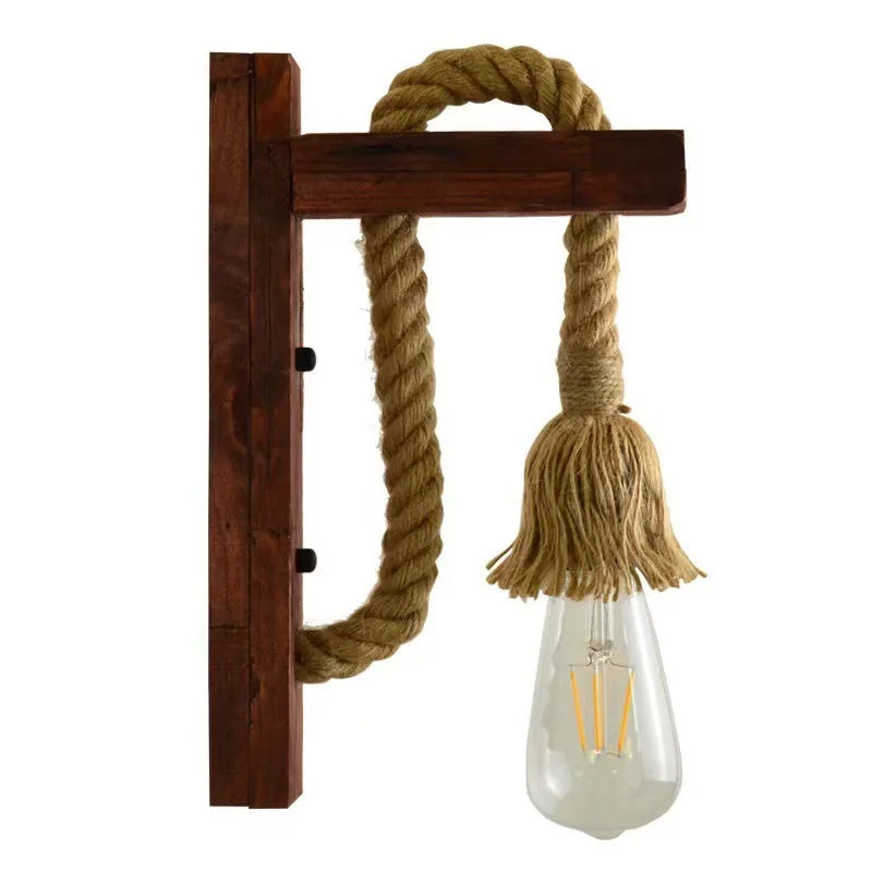 Industrial Solid Wood Single-Head Wall Lamp — Living Room & Dining Room — view 4