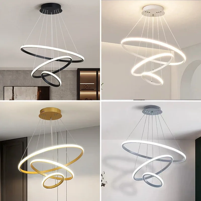 Modern Minimalist LED Chandelier — Master Bedroom & Dining Room — view 1