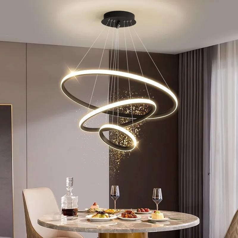 Modern Minimalist LED Chandelier — Master Bedroom & Dining Room — view 2