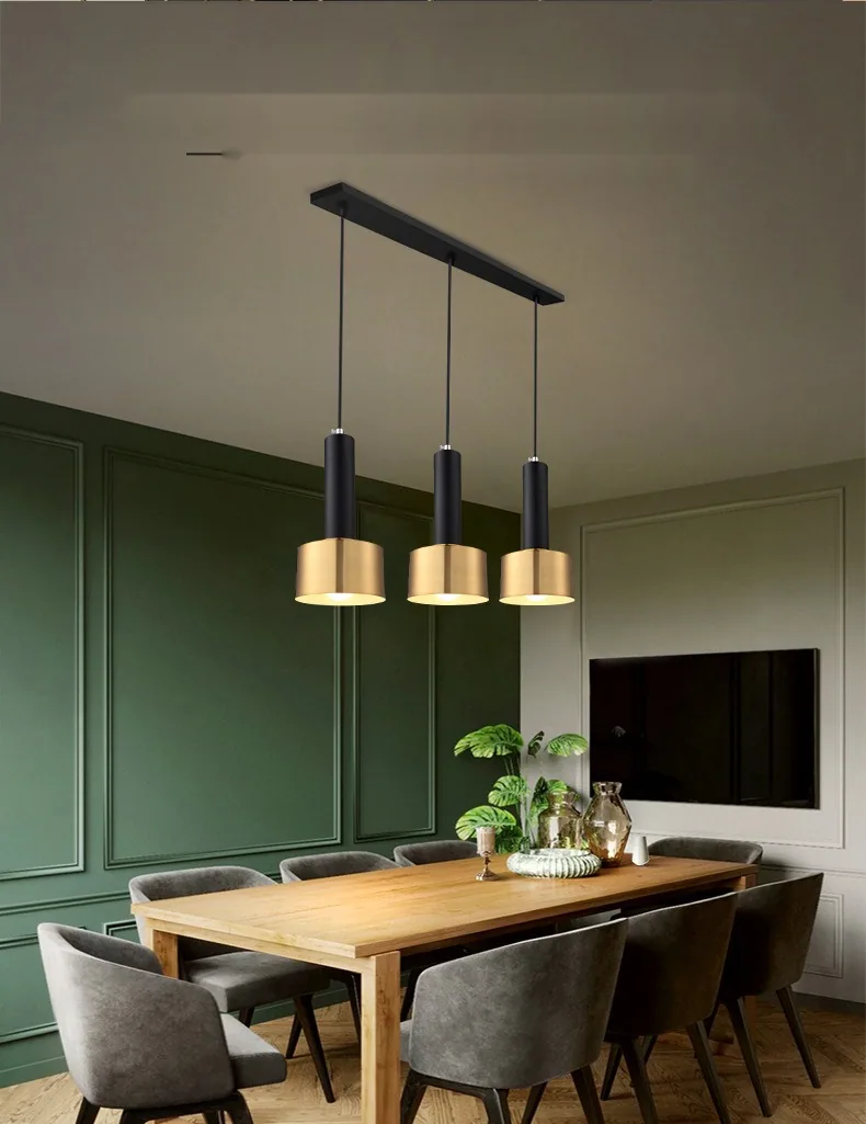 Modern Minimalist Three-Head Chandelier — Dining Room & Bar Counter — view 7