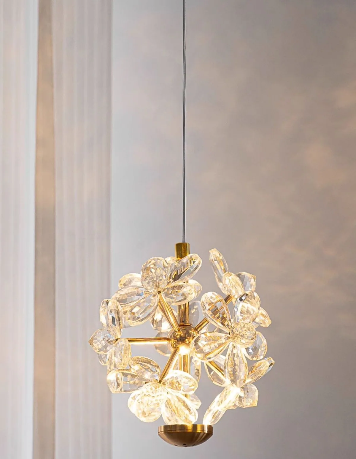 Modern Crystal Cord-Hung Chandelier — Bedroom, Bedside & Dining Room — view 11
