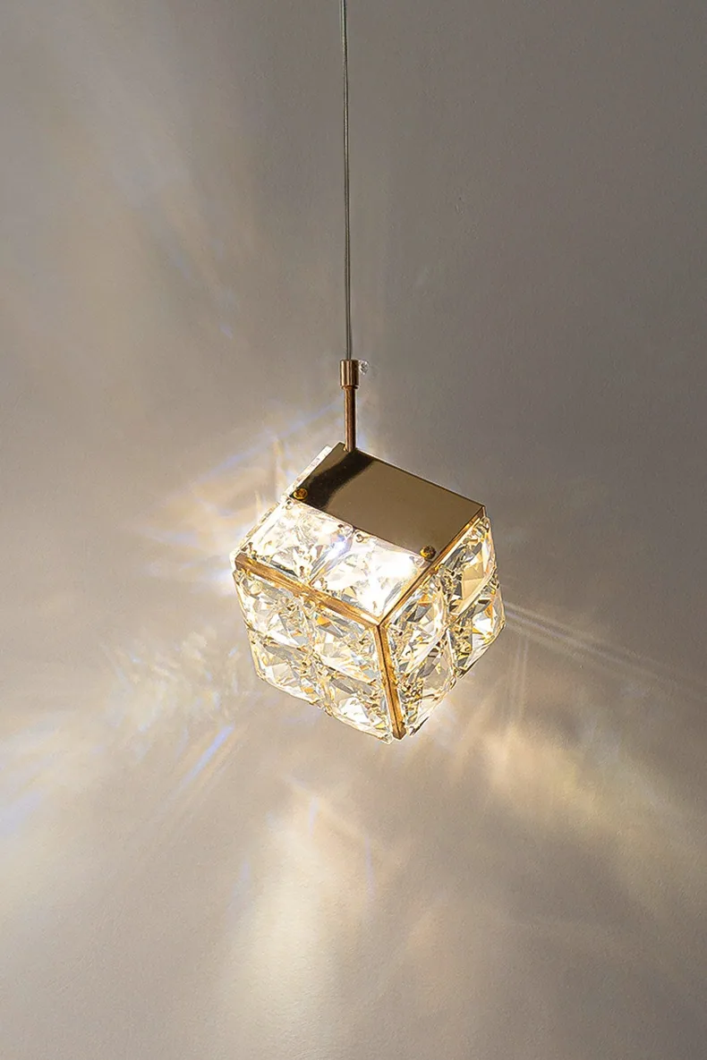 Modern Crystal Cord-Hung Chandelier — Bedroom, Bedside & Dining Room — view 13