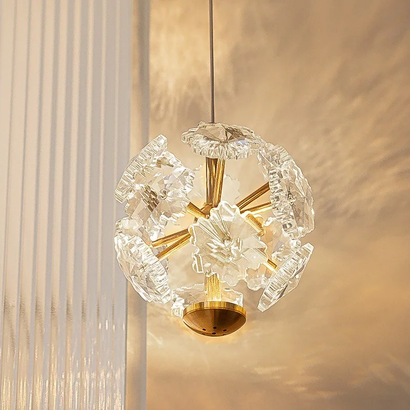 Modern Crystal Cord-Hung Chandelier — Bedroom, Bedside & Dining Room — view 2