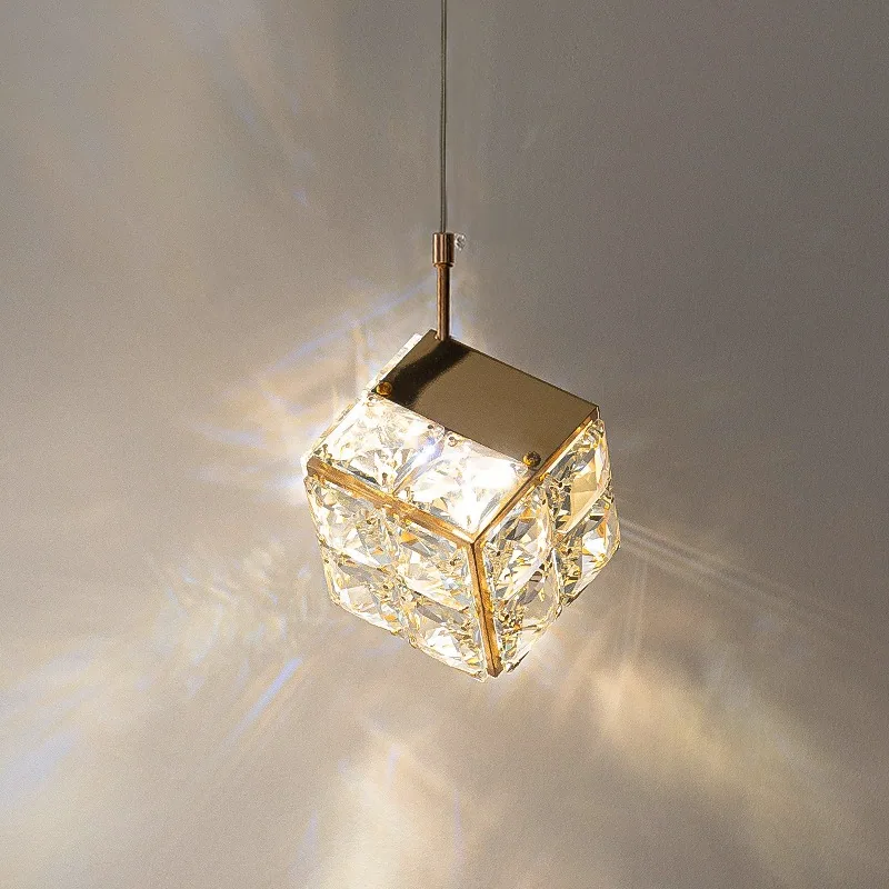 Modern Crystal Cord-Hung Chandelier — Bedroom, Bedside & Dining Room — view 4