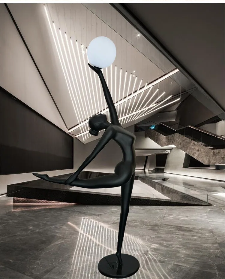 Abstract Human Figure Sculpture Floor Lamp — Hotel Lobby Feature — view 7