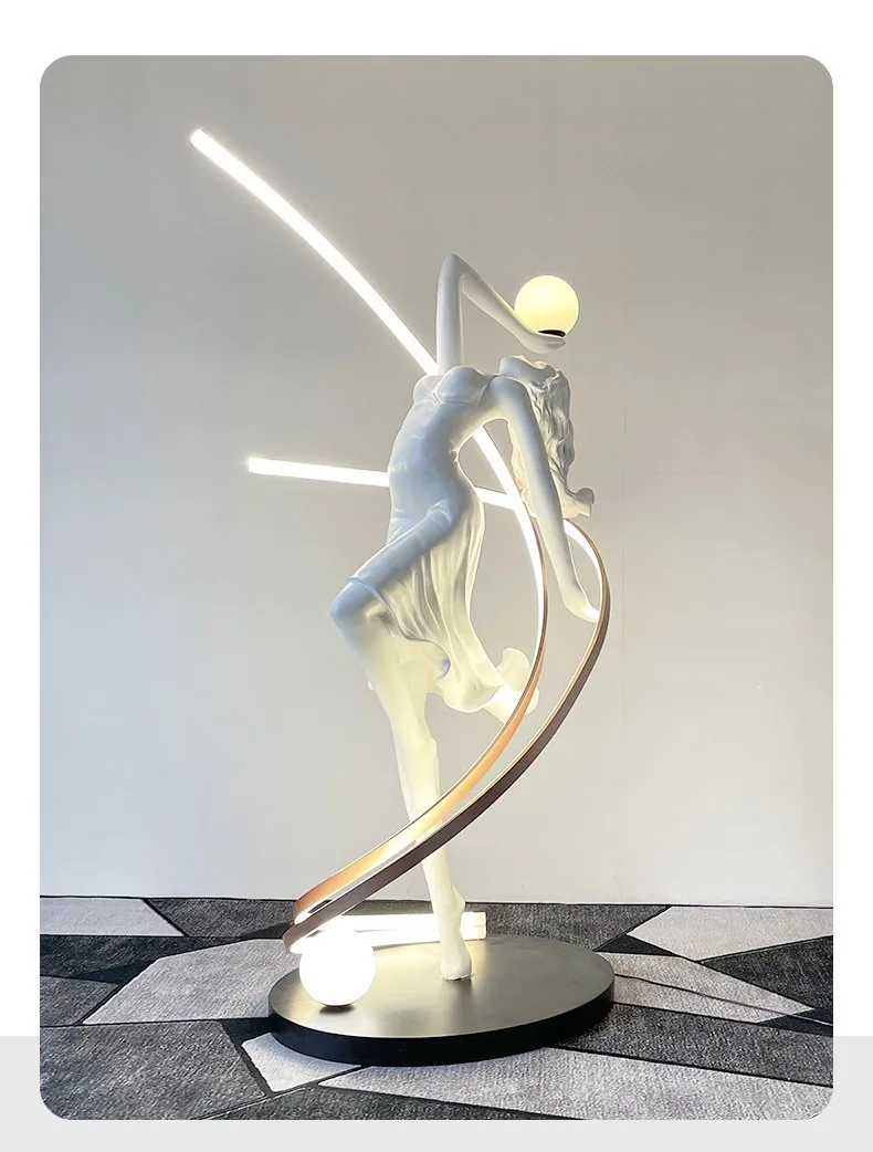 Abstract Human Figure Sculpture Floor Lamp — Hotel Lobby Feature — view 12