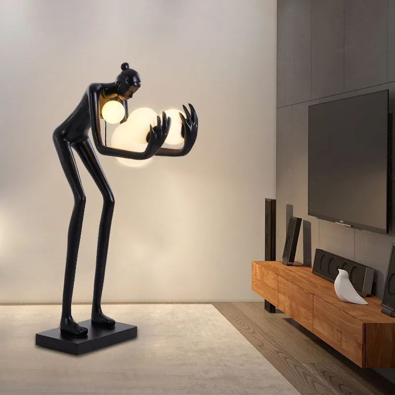 Resin Figure Sculpture Floor Lamp — Globe Holder, Show Flat Series — view 13