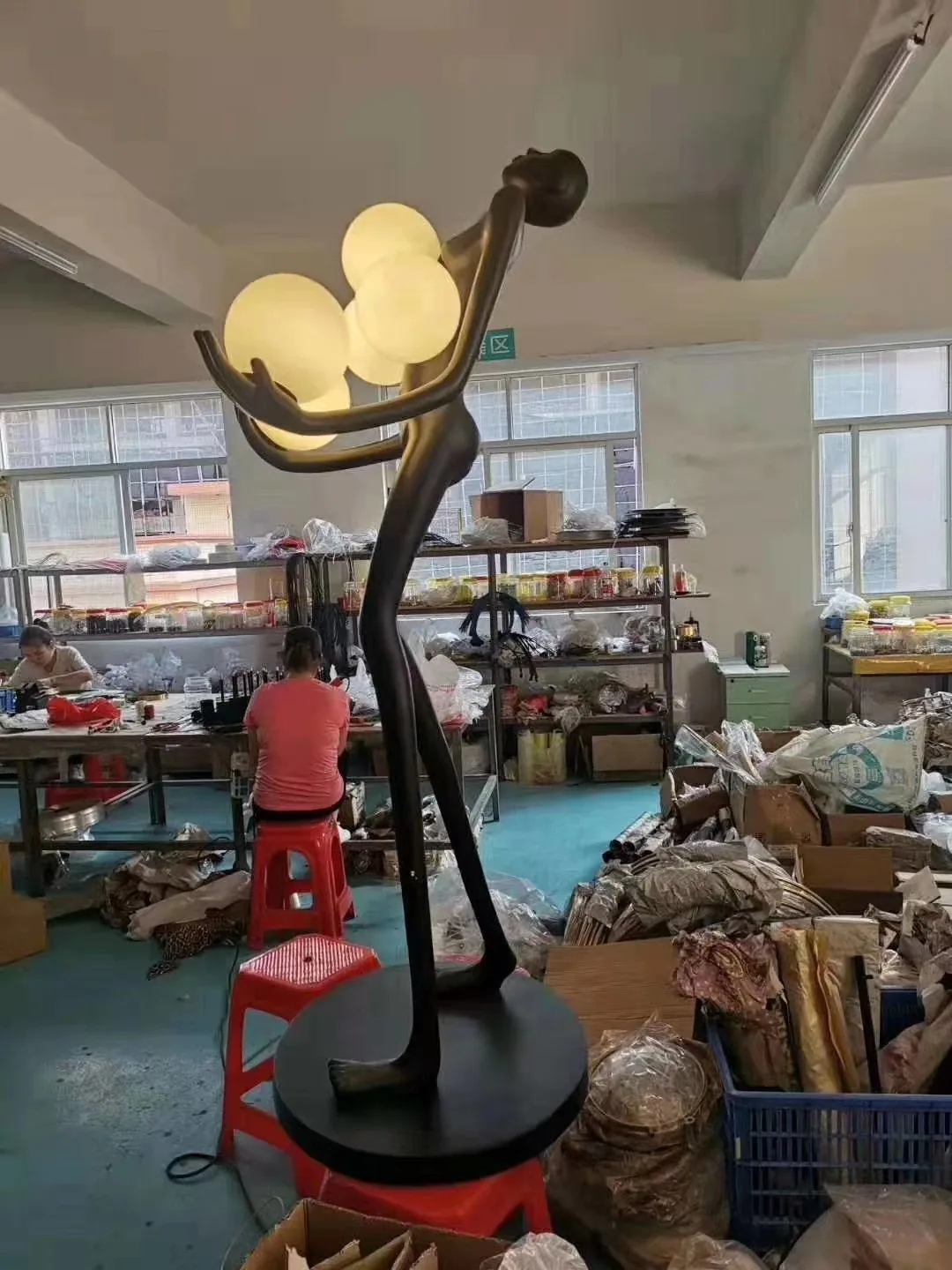 Resin Figure Sculpture Floor Lamp — Globe Holder, Show Flat Series — view 14