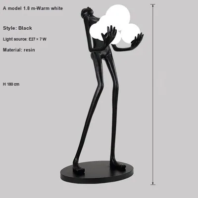 Resin Figure Sculpture Floor Lamp — Globe Holder, Show Flat Series — view 6