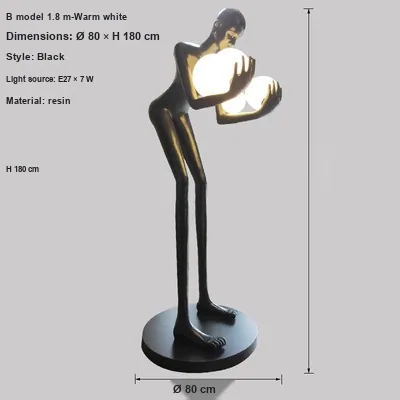 Resin Figure Sculpture Floor Lamp — Globe Holder, Show Flat Series — view 8