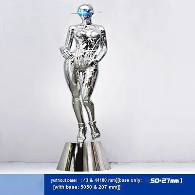 Electroplated Mecha Goddess Sculpture — Glass-Fibre Floor Art — view 6