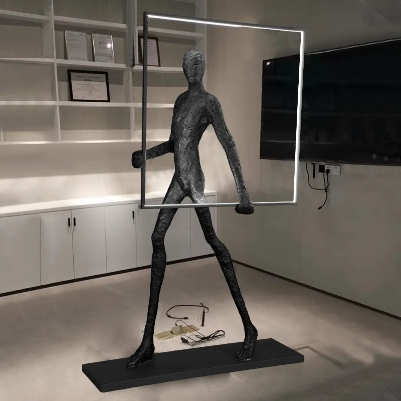 Abstract Figure Sculpture Floor Lamp — Hotel Lobby Art — view 1