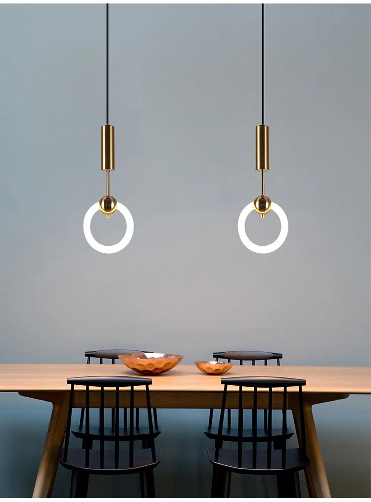 Modern Minimalist U-Shaped Cord-Hung Chandelier — Living Room, Bedroom & Bedside — view 10