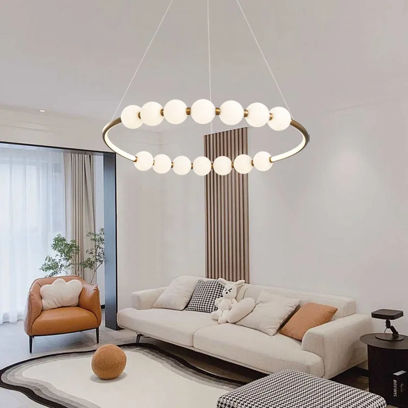 Modern Minimalist Round Chandelier — Living Room, Bedroom & Dining Room — view 1
