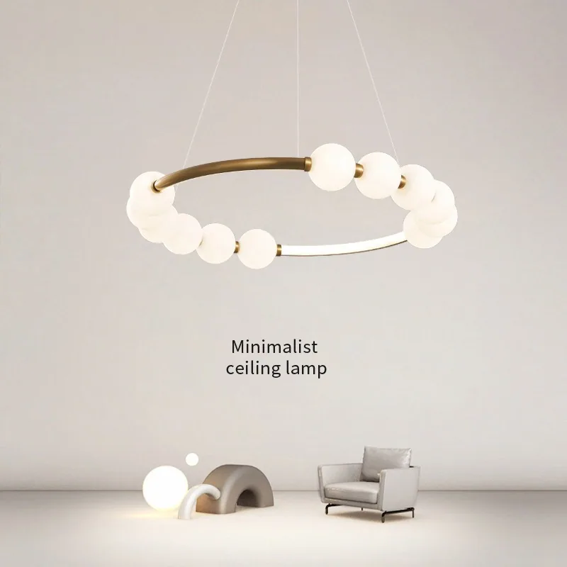 Modern Minimalist Round Chandelier — Living Room, Bedroom & Dining Room — view 2