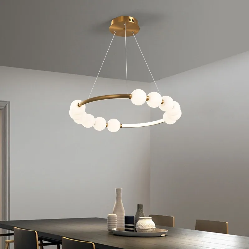 Modern Minimalist Round Chandelier — Living Room, Bedroom & Dining Room — view 3