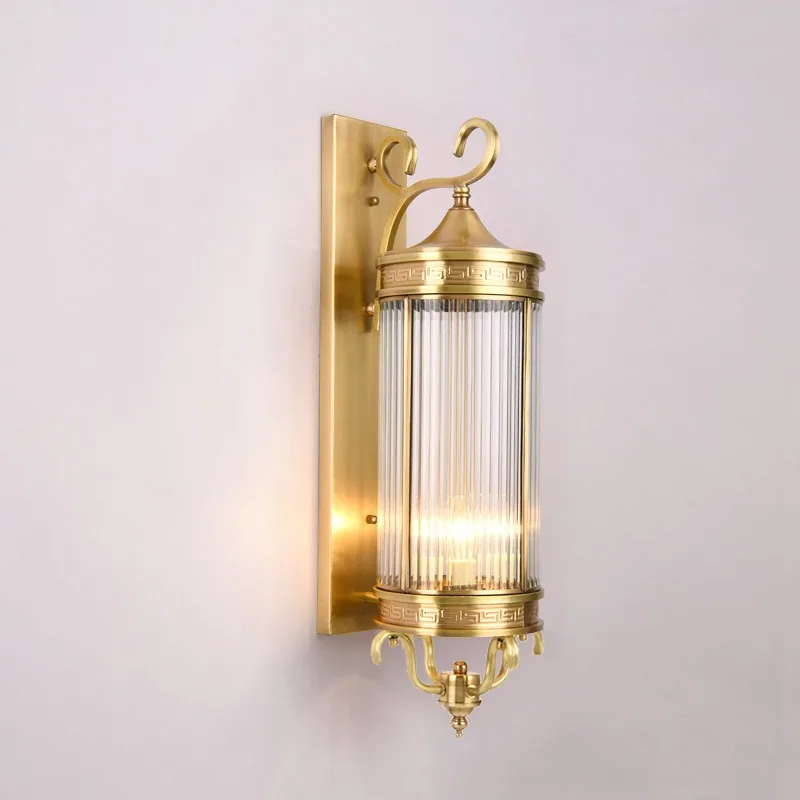 European Solid Brass Waterproof Outdoor Wall Light — Villa, Bedside & Walkway — view 1