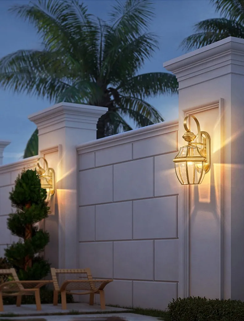 European Solid Brass Waterproof Outdoor Wall Light — Villa, Walkway & Corridor — view 7